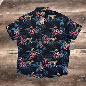 Johnny Bigg Shirt Size Button Short Sleeve Jungle Print, Size XL NWT